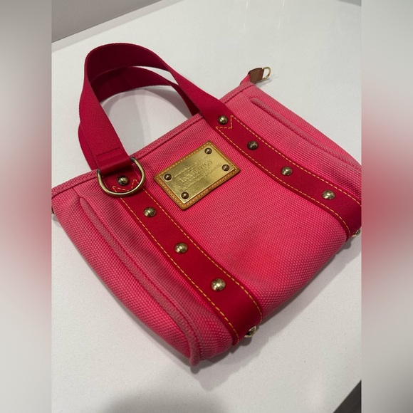 LOUIS VUITTON Antigua Cabas Pink Tote Bag Canvas Rouge - Picture 2 of 9